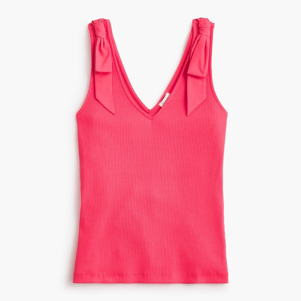 J. Crew Factory Bow Shoulder Sleeveless Tank Top Seaside Coral XL NEW